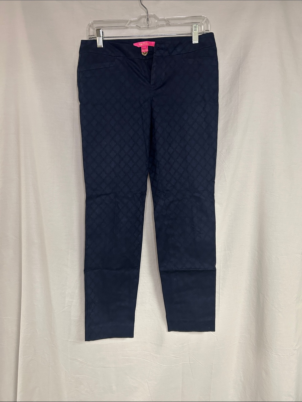 Quilted Navy Slim Ankle Pants